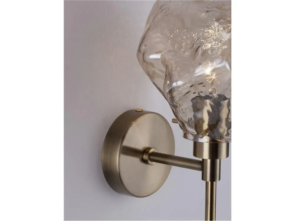 Nástěnné svítidlo ODELLE mosazný zlatý kov a jantarové sklo E14 1x5W 230V IP20 bez žárovky - NOVA LUCE Dokud Zásoby Vydrží
