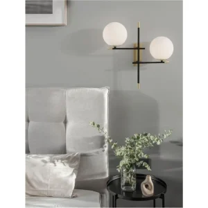 Poslední Šance Nástěnné svítidlo GITCHI matná černá a zlatý kov opálové sklo G9 2x5W 230V IP20 bez žárovky - NOVA LUCE