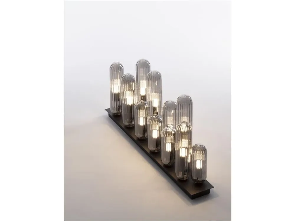 Stropní svítidlo GUSTAVE lehce kouřově šedé sklo a matná černá G9 12x5W 230V IP20 bez žárovky - NOVA LUCE Oblíbený