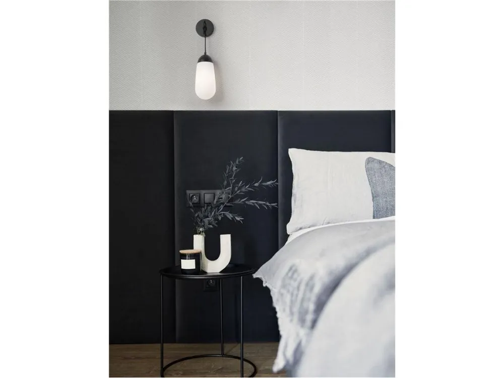 Nástěnné svítidlo BLAKY matný černý kov a opálové sklo E14 1x5W bez žárovky - NOVA LUCE Novinka