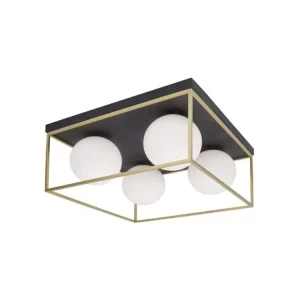 Stropní svítidlo JULIET mosaz a černý kov bílé opálové sklo E14 4x12W IP20 bez žárovky - NOVA LUCE Výprodej