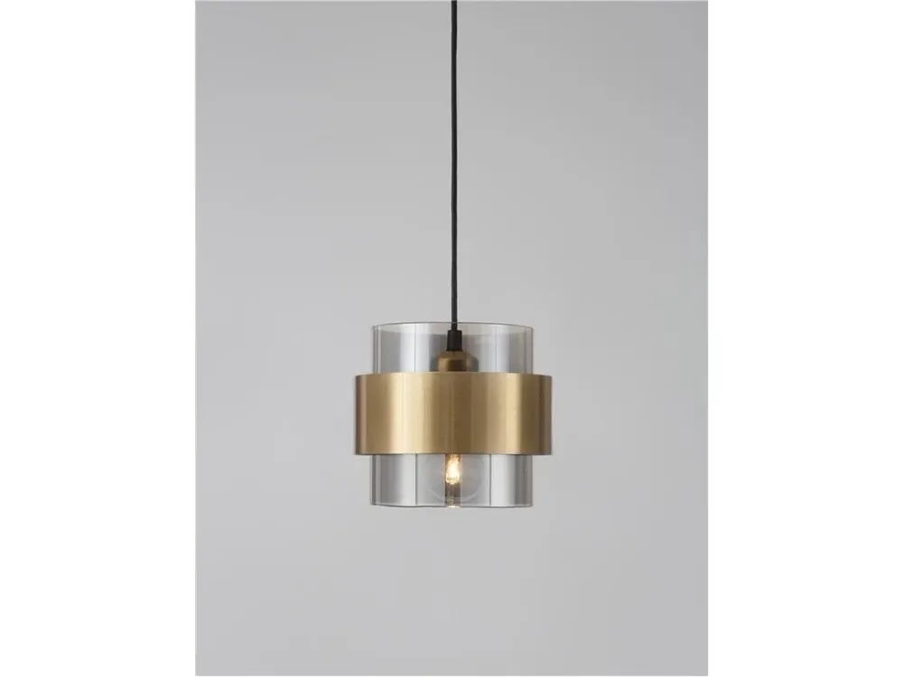 Zlevněný Závěsné svítidlo SIANNA kouřové sklo mosazný zlatý kov E27 1x12W 230V IP20 bez žárovky - NOVA LUCE