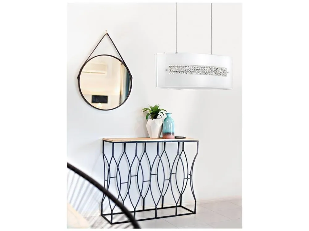 Závěsné svítidlo THELTA chromovaný hliník bílé sklo a křišťál E27 3x12W IP20 bez žárovky - NOVA LUCE Cenově Výhodný