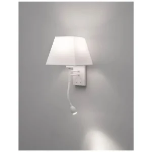 Nástěnné svítidlo VALENCIA bílý hliník bílé stínidlo E27 1x40W LED 3W čtecí lampička / vypínač na těle - NOVA LUCE Sleva