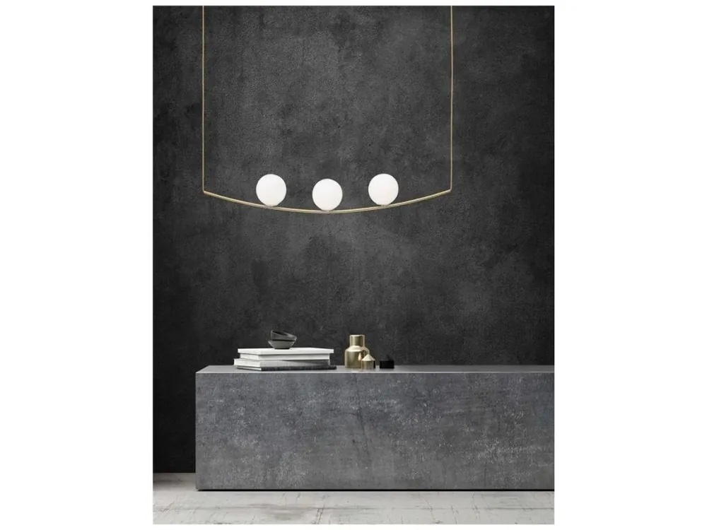 Závěsné svítidlo VITTON mosazný kov bílé lesklé sklo mosazný kabel E14 3x5W IP20 bez žárovky - NOVA LUCE Bezpečná Platba