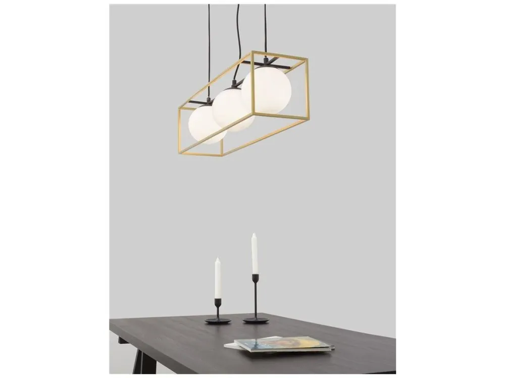Cenová Bomba Závěsné svítidlo JULIET mosaz a černý kov bílé opálové sklo E14 3x12W IP20 bez žárovky - NOVA LUCE