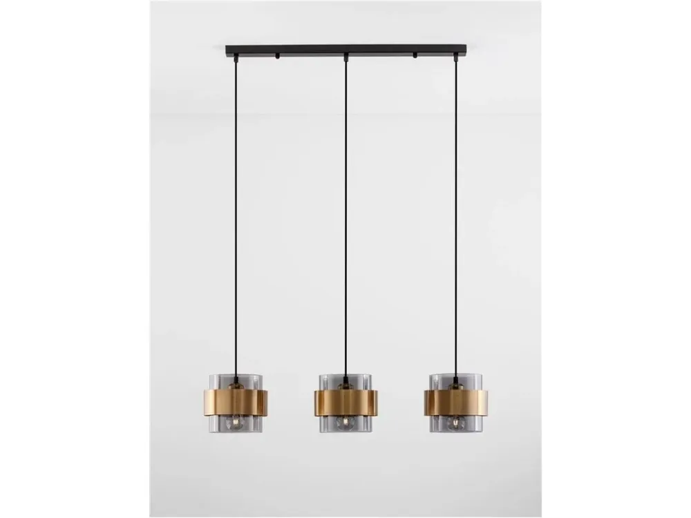 Závěsné svítidlo SIANNA kouřové sklo mosazný zlatý kov E27 3x12W 230V IP20 bez žárovky - NOVA LUCE Nová Kolekce
