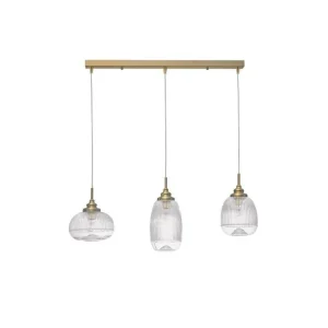 Sezónní Sleva Závěsné svítidlo MOND saténový zlatý kov čiré sklo E14 3x5W 230V IP20 bez žárovky - NOVA LUCE