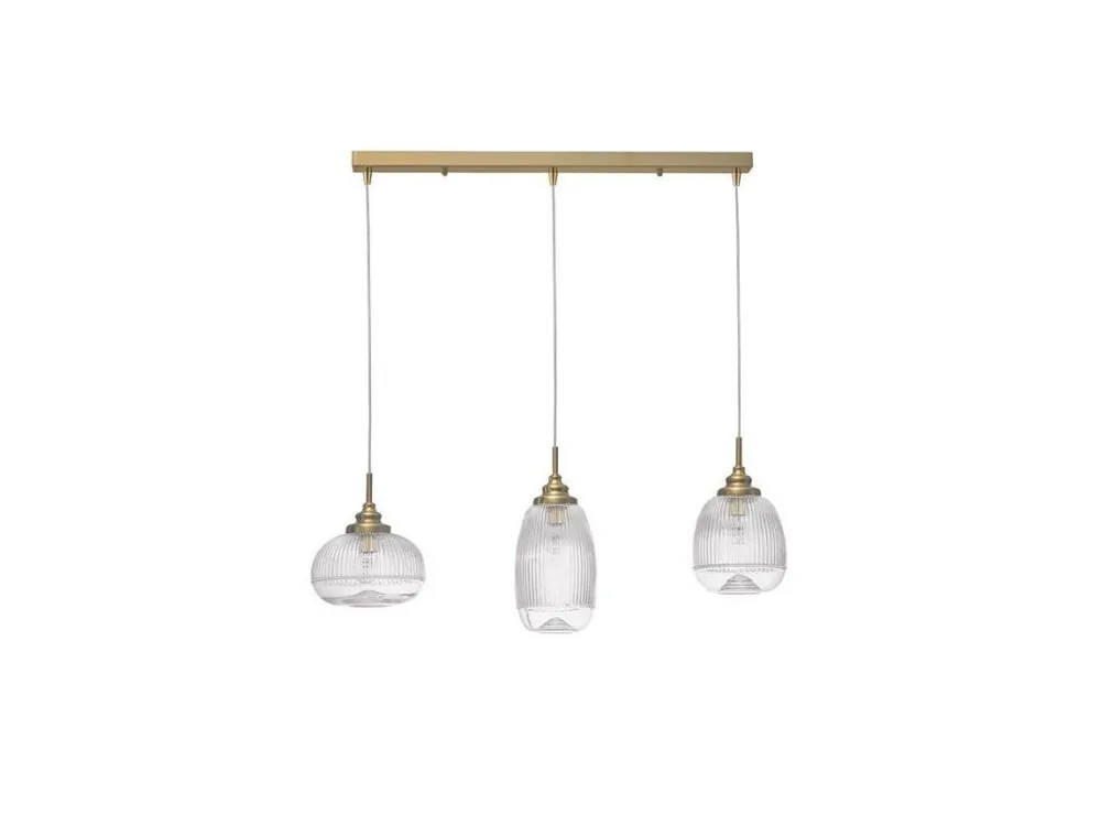 Sezónní Sleva Závěsné svítidlo MOND saténový zlatý kov čiré sklo E14 3x5W 230V IP20 bez žárovky - NOVA LUCE