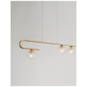 Závěsné svítidlo MIRANO čiré strukturované sklo a mosaz zlatá G9 3x5W 230V IP20 bez žárovky - NOVA LUCE Kup Teď