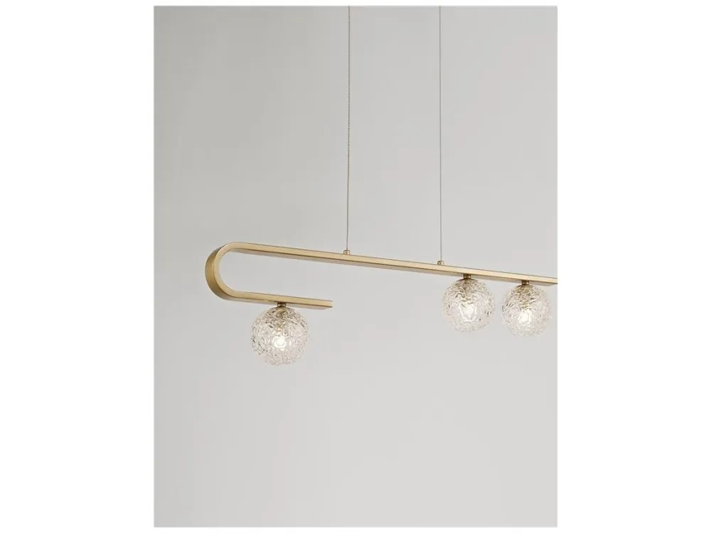 Závěsné svítidlo MIRANO čiré strukturované sklo a mosaz zlatá G9 3x5W 230V IP20 bez žárovky - NOVA LUCE Kup Teď