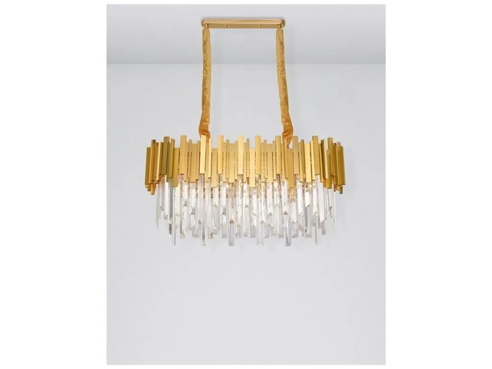 Cenová Bomba Závěsné svítidlo GRANE zlatý kov a křišťál E14 8x5W 230V IP20 bez žárovky - NOVA LUCE