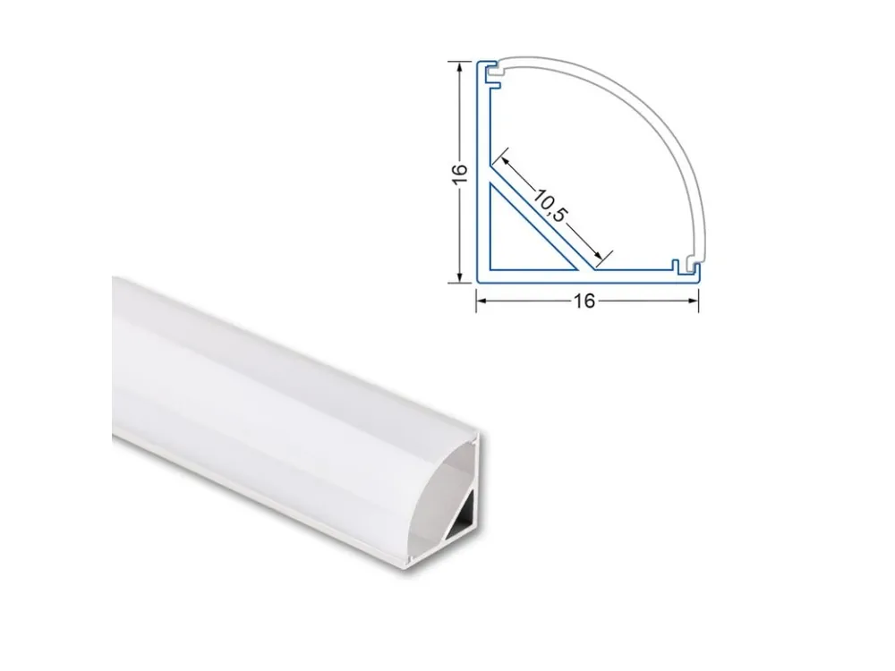 Rohový hliníkový profil RS2 16x16mm včetně mléčného difuzoru 200cm Ověřený
