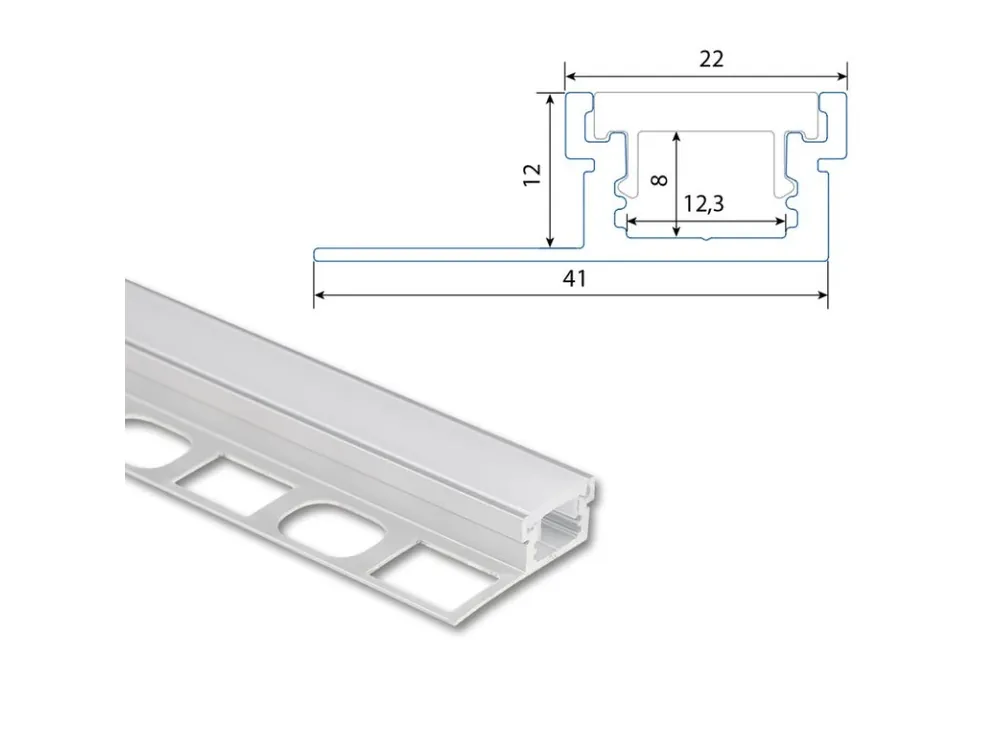 Hit Sezóny Hliníkový profil DA pro obklady a dlažbu 41x13mm, včetně mléčného difuzoru, 200cm