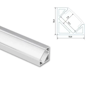 Rohový hliníkový profil RJ, 19x19mm, včetně čirého difuzoru, 200cm Akční Nabídka