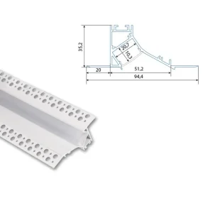 Vestavný hliníkový profil AV pro sádrokarton, 35x95mm, včetně matného difuzoru, bílý 200cm Akce