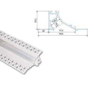 Koupit Online Vestavný hliníkový profil AV pro sádrokarton, 35x95mm, včetně čirého difuzoru, bílý 200cm