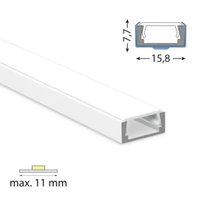 Bezpečná Platba Přisazený hliníkový profil PG2 bílý 16x8mm, včetně mléčného difuzoru, 200cm