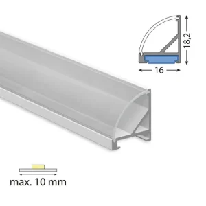 Rohový hliníkový profil RC 18x16 mm včetně čirého difuzoru 200cm Odeslání Ihned