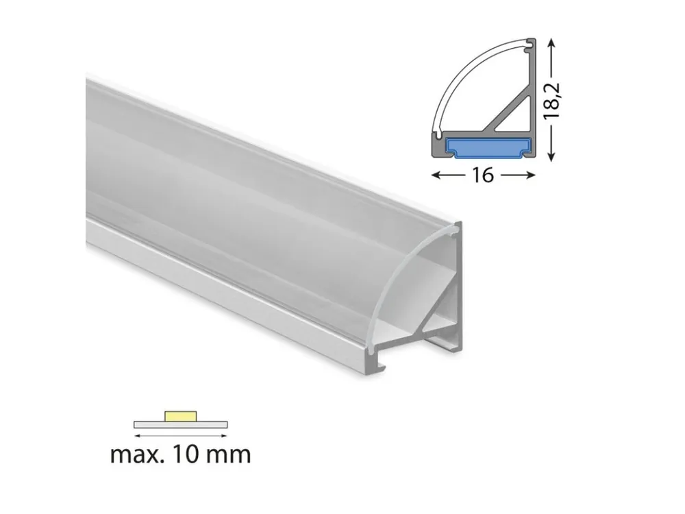 Rohový hliníkový profil RC 18x16 mm včetně čirého difuzoru 200cm Odeslání Ihned