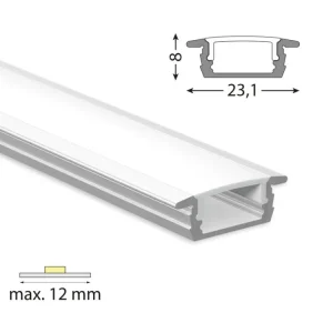 Aktuální Vestavný hliníkový profil VP, 23x8 mm včetně mléčného difuzoru, 200cm