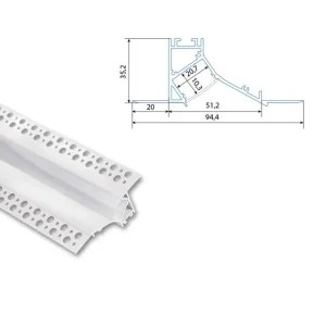 Akční Nabídka Vestavný hliníkový profil AV bílý pro sádrokarton, 35x95mm, včetně černého difuzoru 200cm