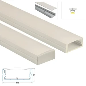 Přisazený hliníkový profil PF, 24x10 mm, včetně černého difuzoru 200cm Vrácení Zdarma