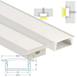 Rychlé Dodání Vestavný hliníkový profil VD, 30x10 mm, včetně černého difuzoru 200cm