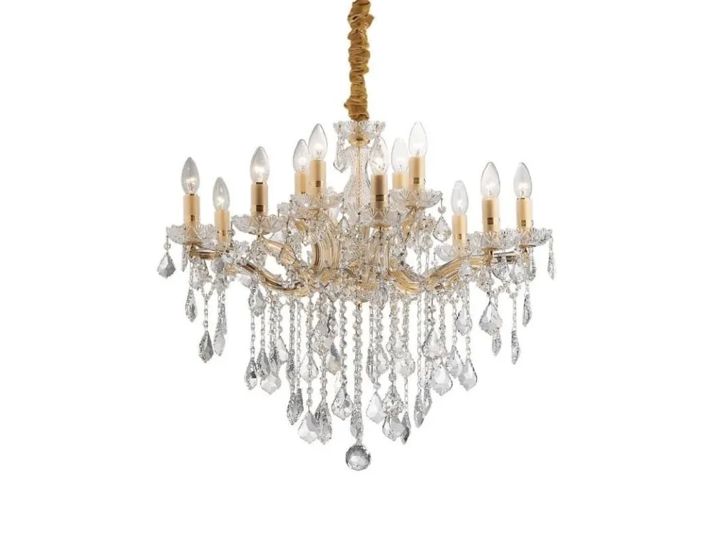 Časově Omezené Závěsné svítidlo Ideal Lux Florian SP12 oro 035611 zlaté 72cm - IDEALLUX