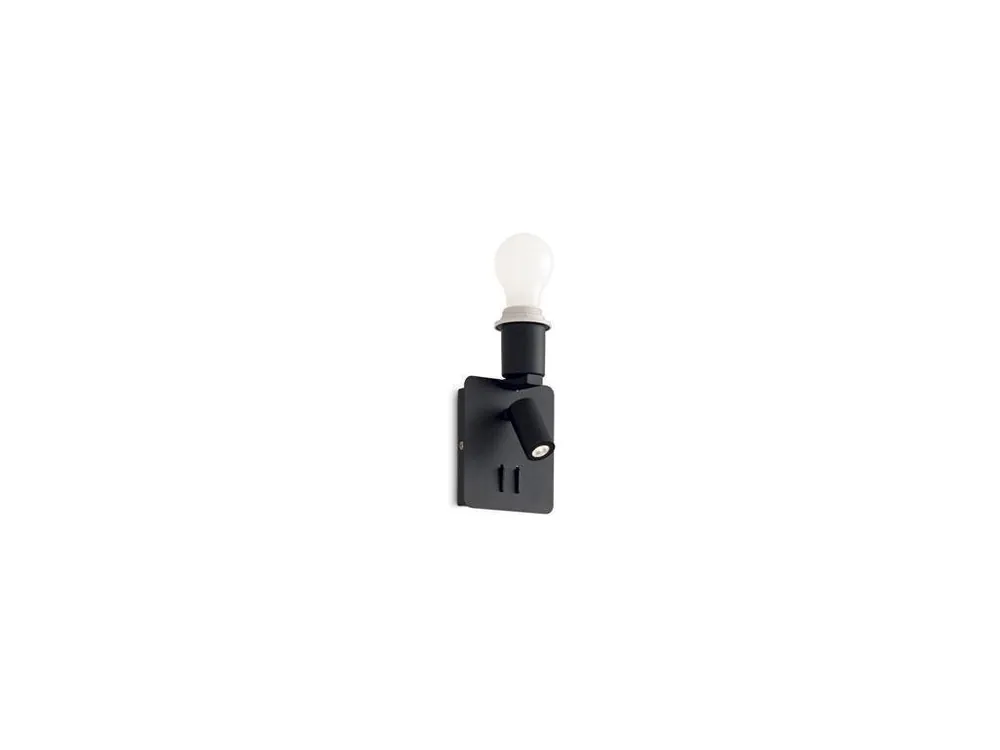 LED Nástěnné svítidlo Ideal Lux Gea MAP2 Square Nero 239545 3W 130lm 3000K E27 1x60W IP20 hranaté černé - IDEALLUX Dokud Zásoby Vydrží