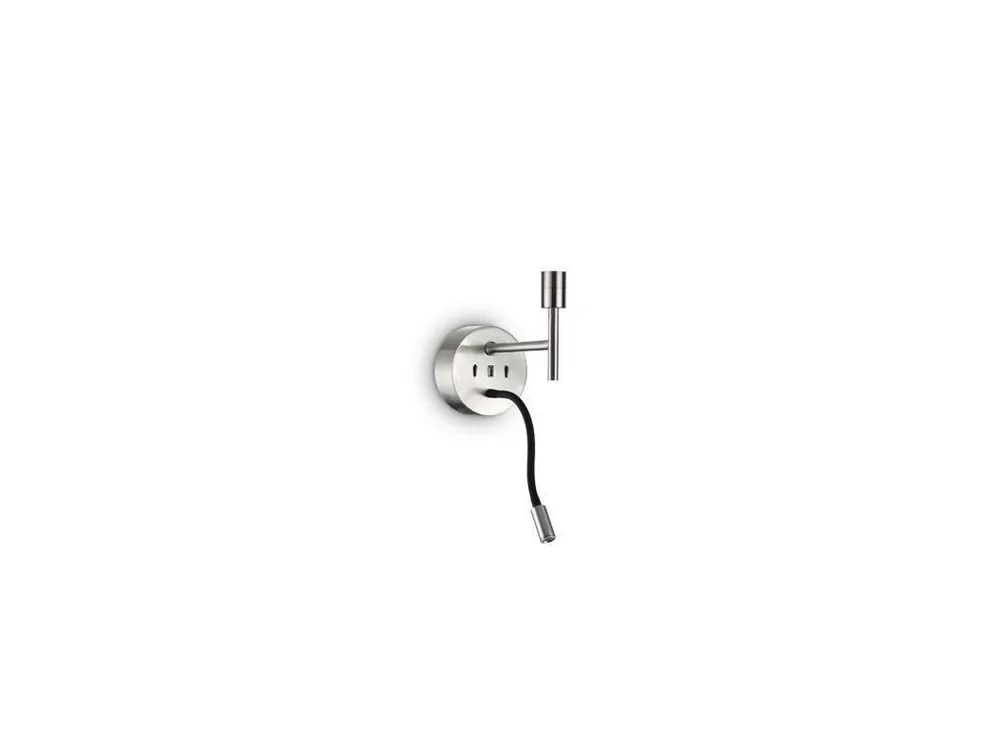 Jen Po Omezenou Doba Nástěnné svítidlo Ideal Lux SET UP MAP2 NICKEL 259833 E27 1x60W + LED 3W 220lm 3000K IP20 21cm saténový nikl - IDEALLUX