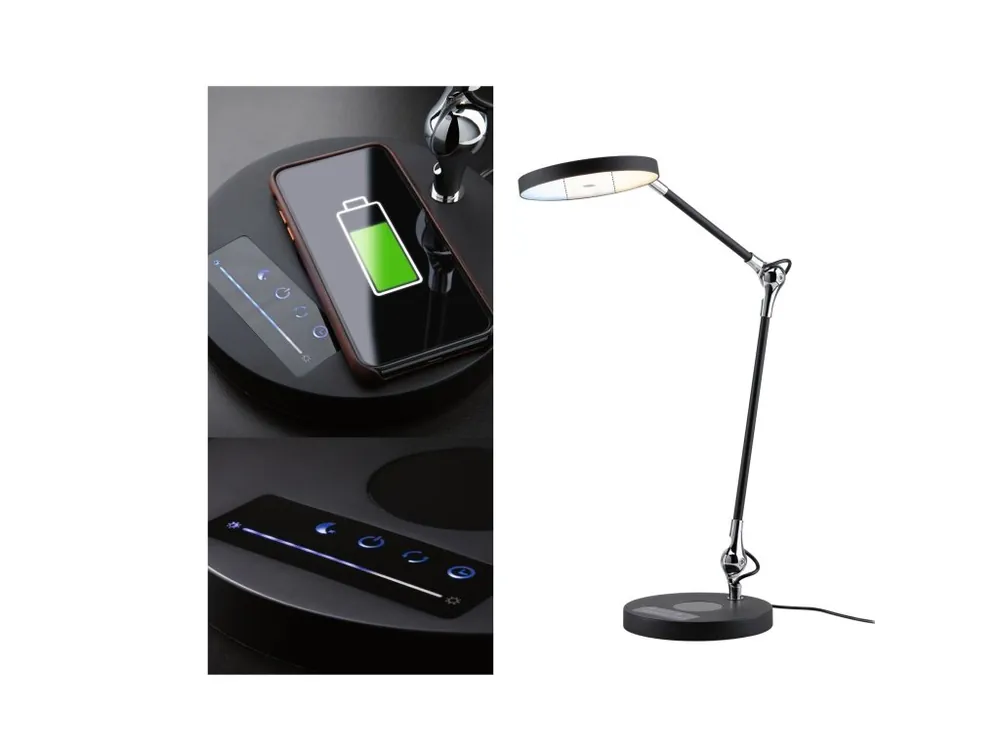 Originální LED stolní lampa na psací stůl Numis 11W Qi nabíjení telefonu WhiteSwitch 2.700-6.500K - PAULMANN