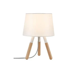 Stolní lampa Neordic Berit látkové stínidlo bílá / dřevo - PAULMANN Výprodej