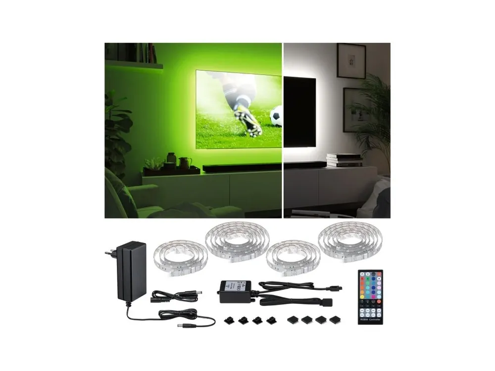 Akční Cena MaxLED 250 LED Strip TV Comfort základní sada 75 palců 5,1m 25,5W 230lm/m 28LEDs/m RGBW+ 36VA - PAULMANN