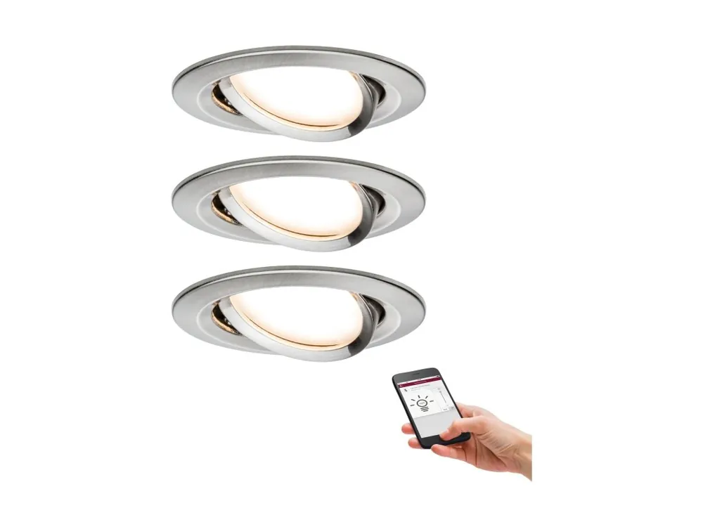 SmartHome Zigbee vestavná svítidla sada LED Coin Nova Plus 3x6,5W stmívatelné kov kartáčovaný - PAULMANN Akční Cena