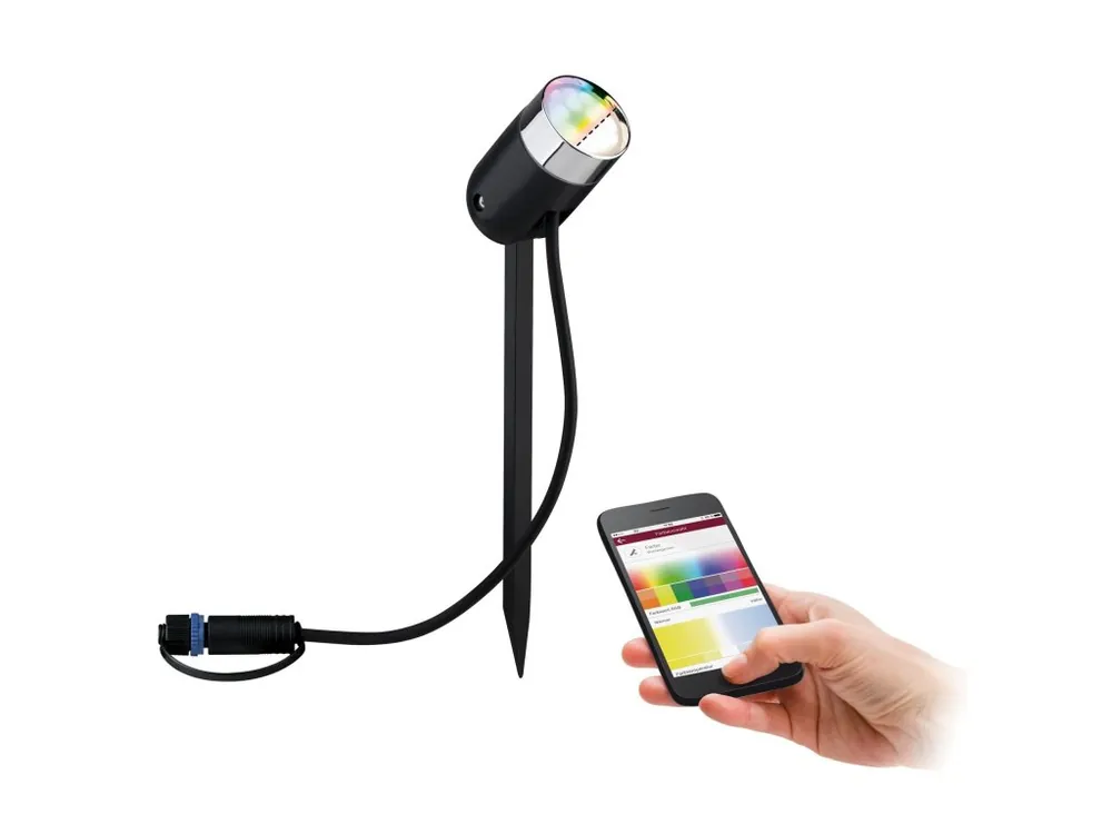 Časově Omezené Plug & Shine ZigBee RGBW spot Pike 4W 24V 40° IP65 antracit - PAULMANN