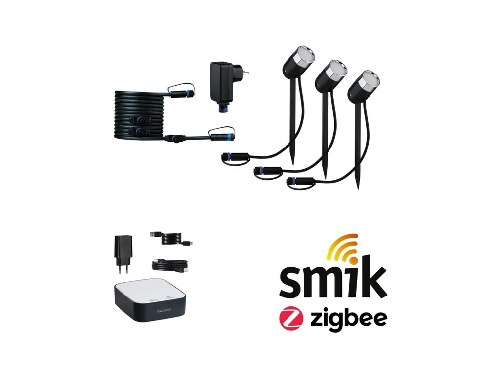 Cenový Hit Plug & Shine startovací sada Smart Home smik Gateway + LED bodové zahradní světlo Pike základní sada RGBW+ - PAULMANN